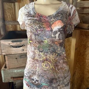 Vintage Y2K Romeo & Juliet Edgy Graphic Skull Print Women's Tee